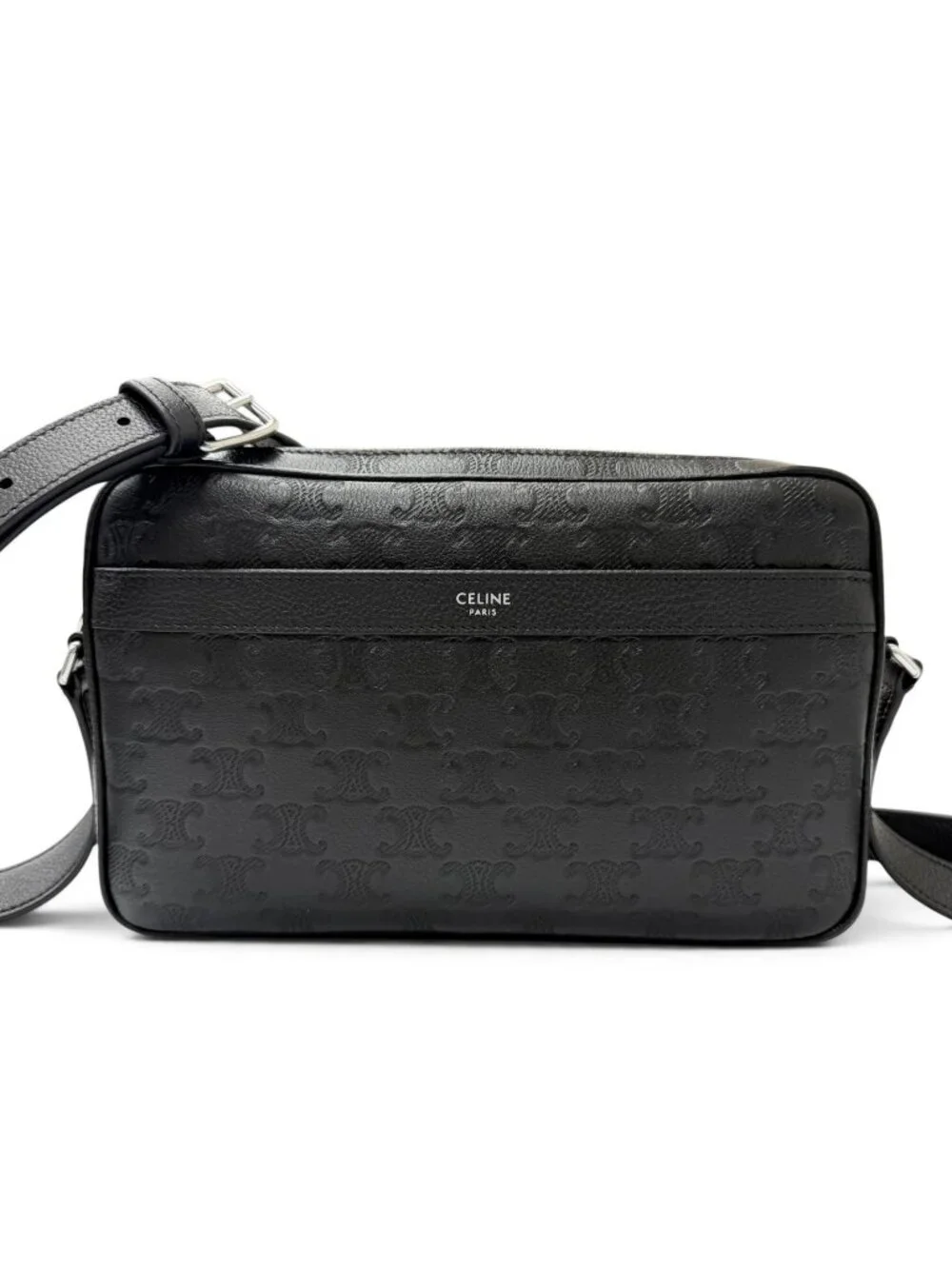 Celine Horizontal Messenger Leather Triomphe Medium Shoulder Bag